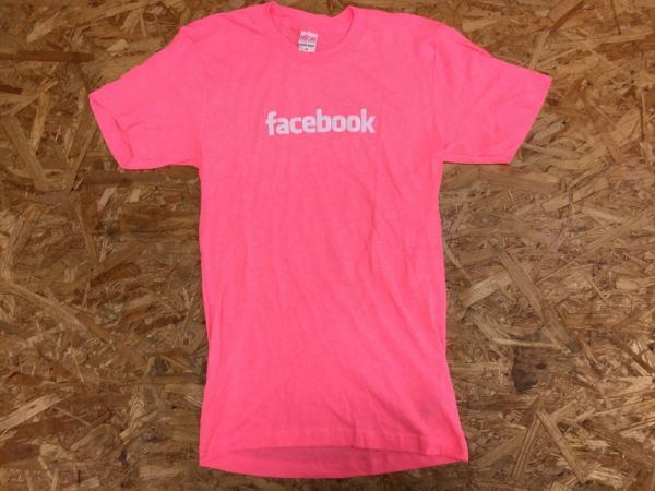 【送料無料】アメリカンアパレル American Apparel 企業もの facebook フェイスブック 半袖Tシャツ レディース USA製 霜降り XS ピンク_画像1
