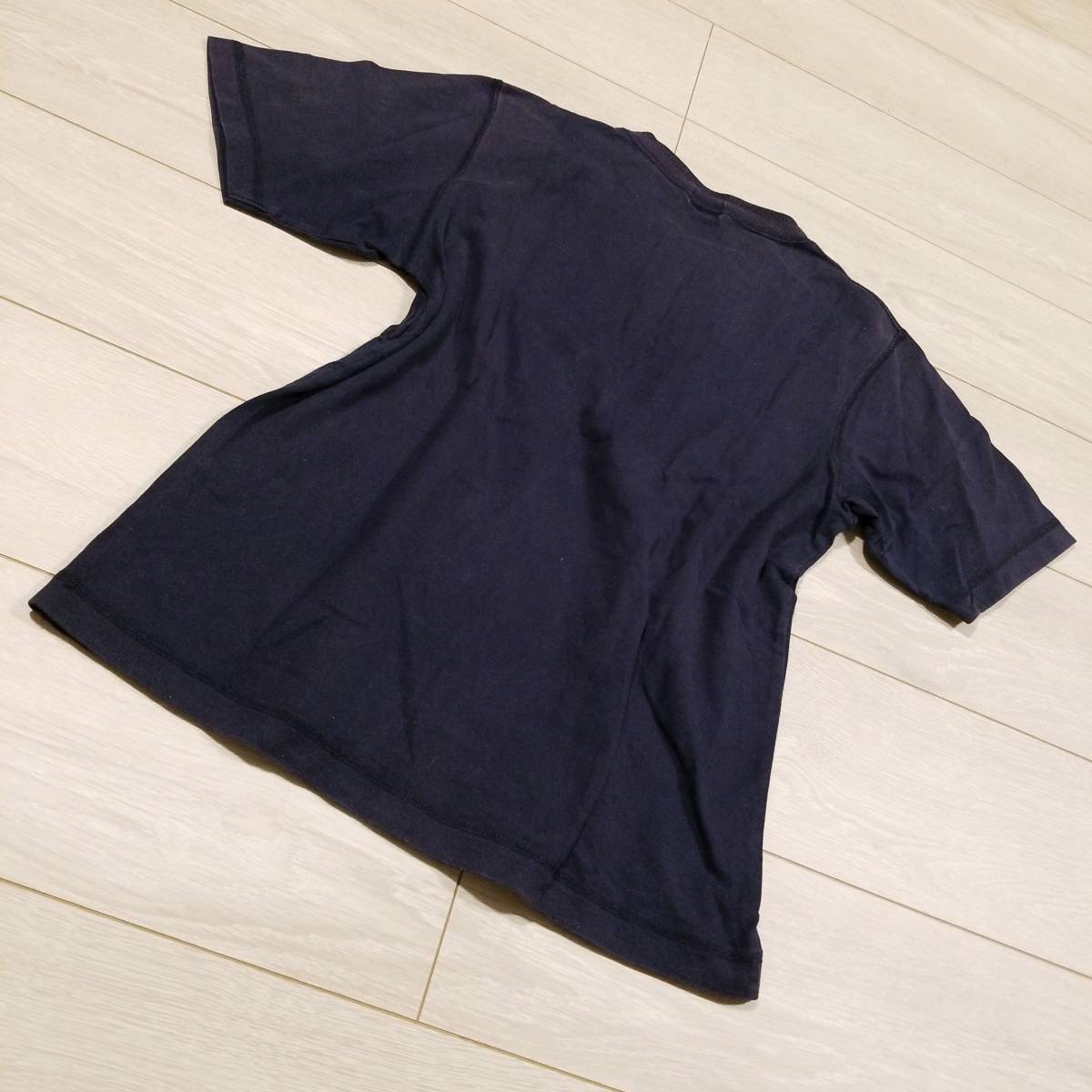 K539 最終値下げ UNIQLO ユニクロ Tシャツ S メンズ カットソー 半袖 紺系 ネイビー系 綿100% コットン .._画像3