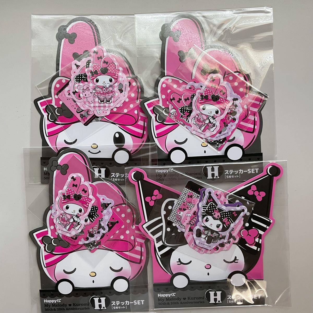 Happyくじ マイメロディ フィギュア トートバッグ ステッカー 4点セット ハッピーくじ マイメロディ&クロミ H賞 ステッカーセット4点