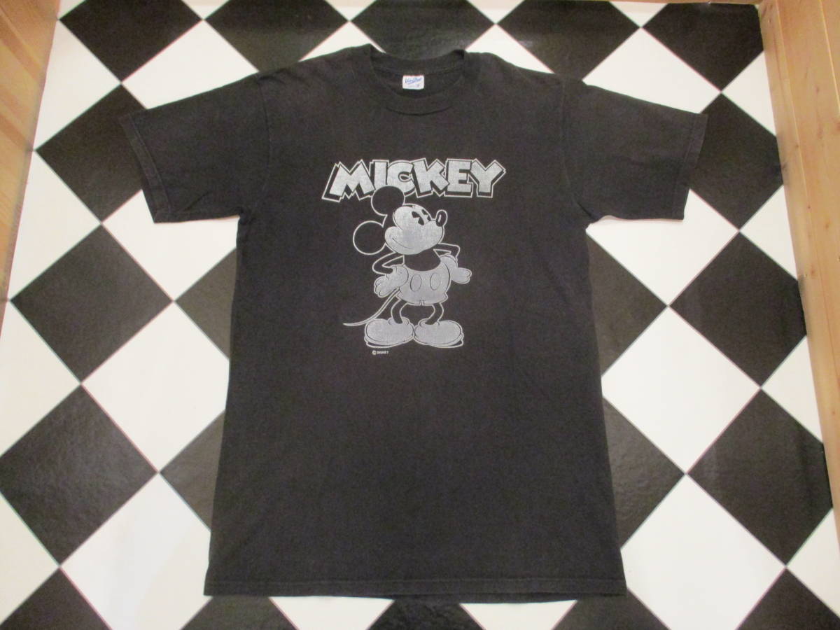90's USA製 ミッキーマウス Tシャツ ディズニー ビンテージ 黒 M