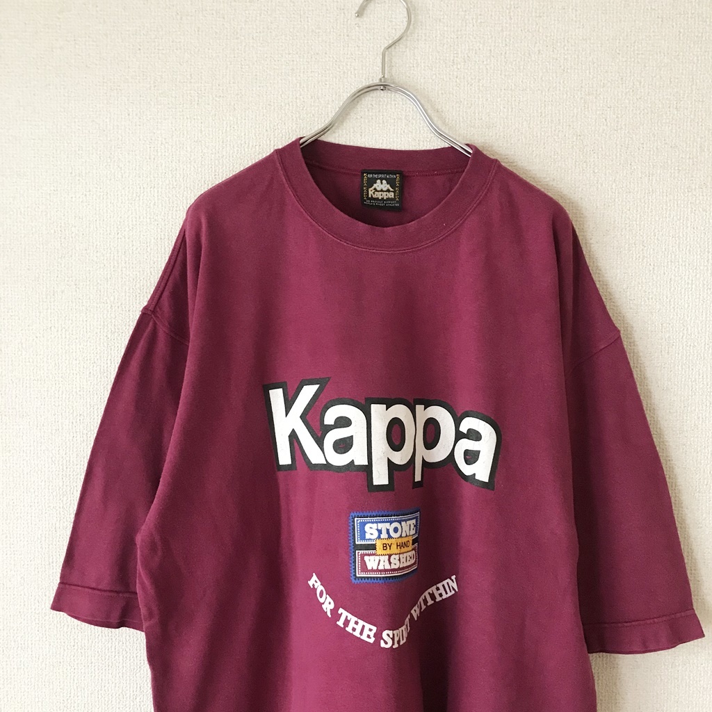 【人気】Kappa/カッパ ビッグロゴ 半袖Tシャツ パープルｘホワイト サイズL/6443_画像3