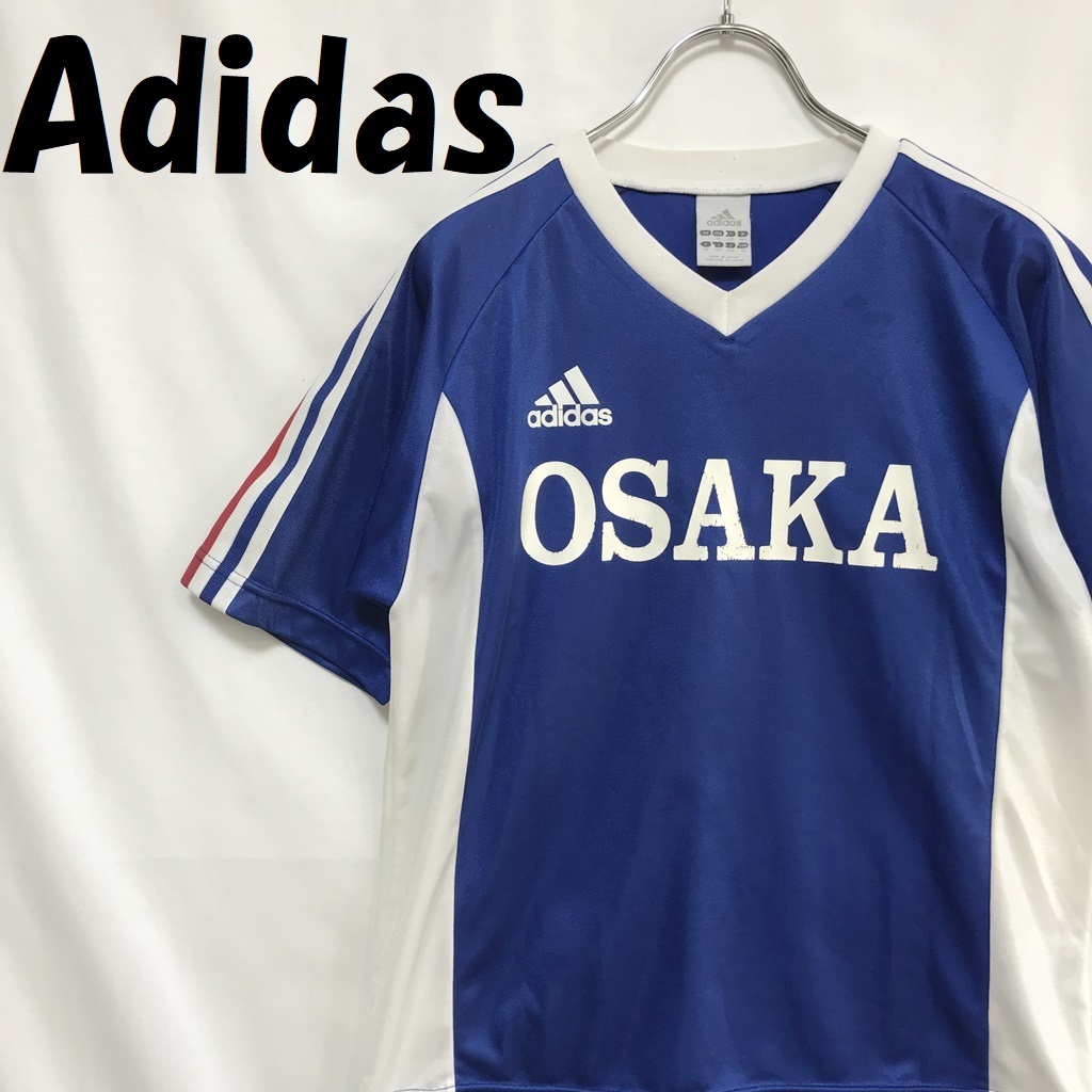 【人気】Adidas/アディダス ユニフォーム 半袖 Vネック OSAKA ブルー サイズ160/S216_画像1