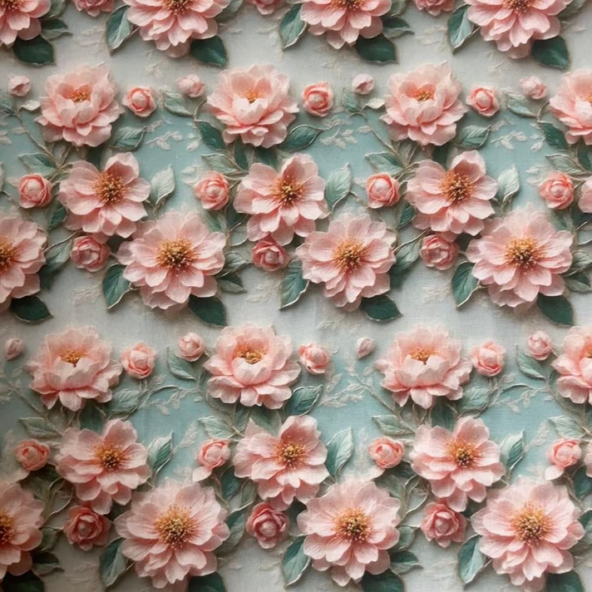 長さ100cm*110cm(幅)夏新柄 3D立体感 ピンク薔薇花柄100%コットンプリント生地シーチングハギレ生地