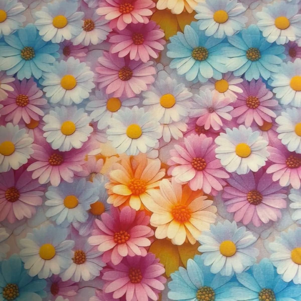 長さ100cm*110cm(幅)夏新柄 3D立体感 カラフル夏菊 花柄 植物コットンプリント生地シーチングハギレ生地