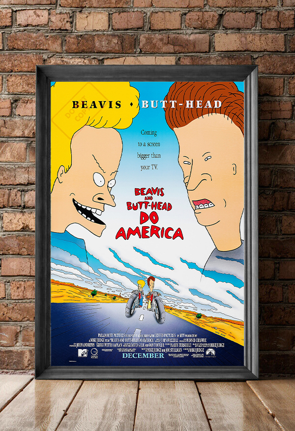 ポスター★映画『ビーバス＆バットヘッド DO AMERICA』 (Beavis and Butt-Head Do America) アメリカ版 #2 1996★MTV_額装イメージ（額は付属しません）