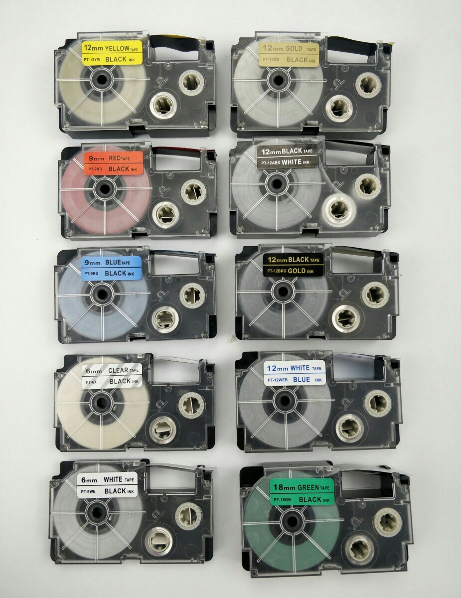カシオ 18mm幅X8m巻 ・12色選択可 ネームランド 互換テープ 2個
