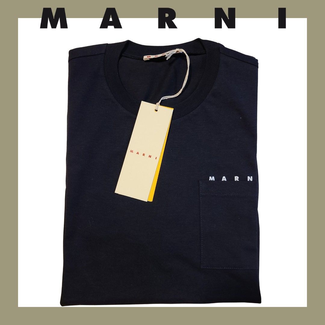 人気★MARNI ポケット付 ロゴTシャツ 14Y M~L相当 ネイビー 人気 MARNI ポケット付 ロゴTシャツ 14Y M~L相当 ネイビー 新品