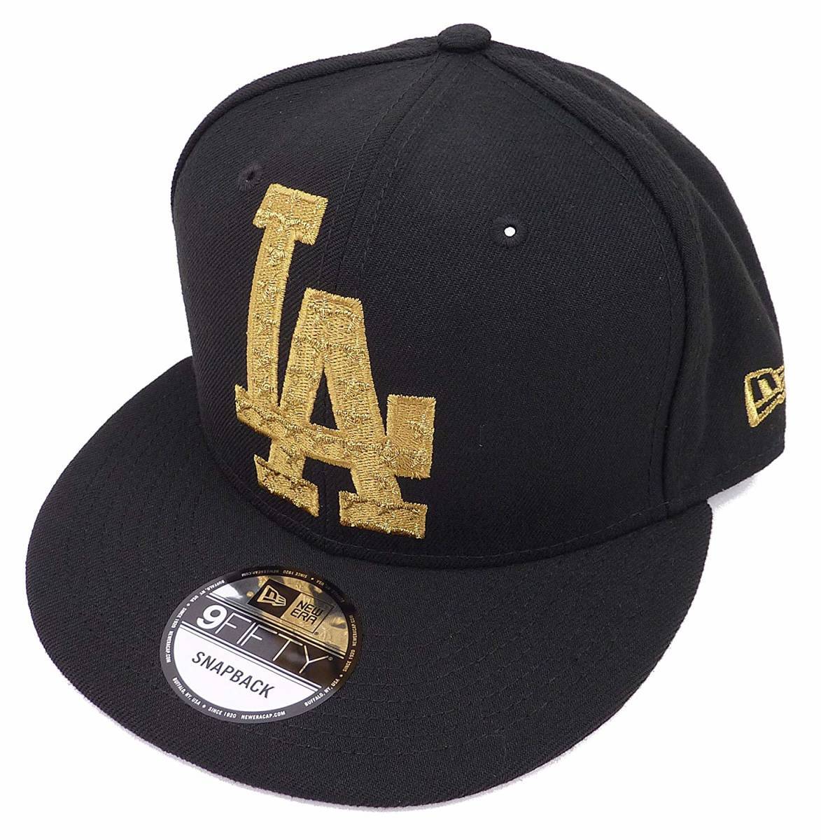 New Era ニューエラ Los Angeles Dodgers ロサンゼルス ドジャース ビッグロゴ スナップバック キャップ ブラック×ゴールド 並行輸入品