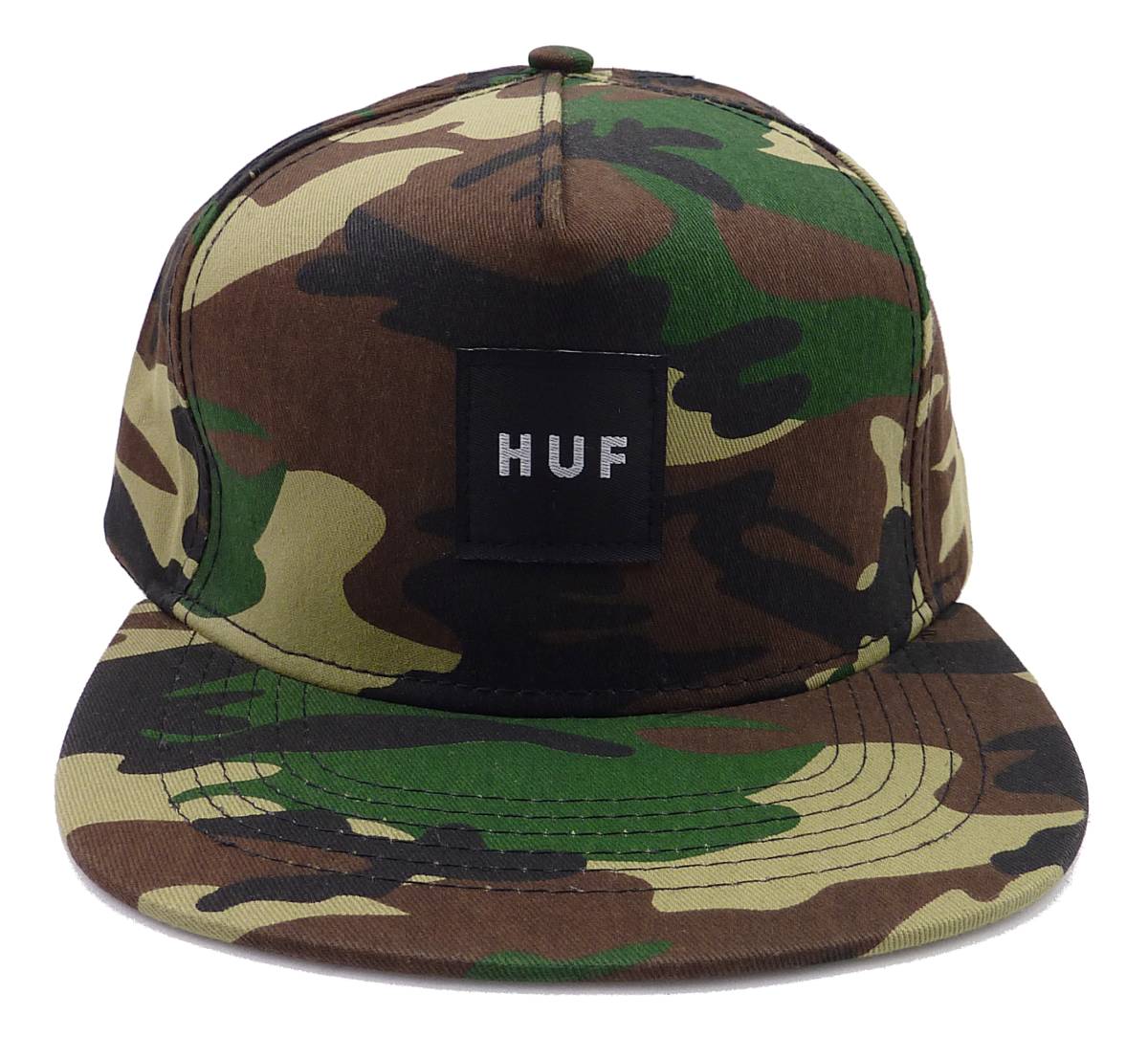 HUF ハフ ロゴ フラットバイザー スナップバックキャップ（ウッドランドカモ）[並行輸入品]