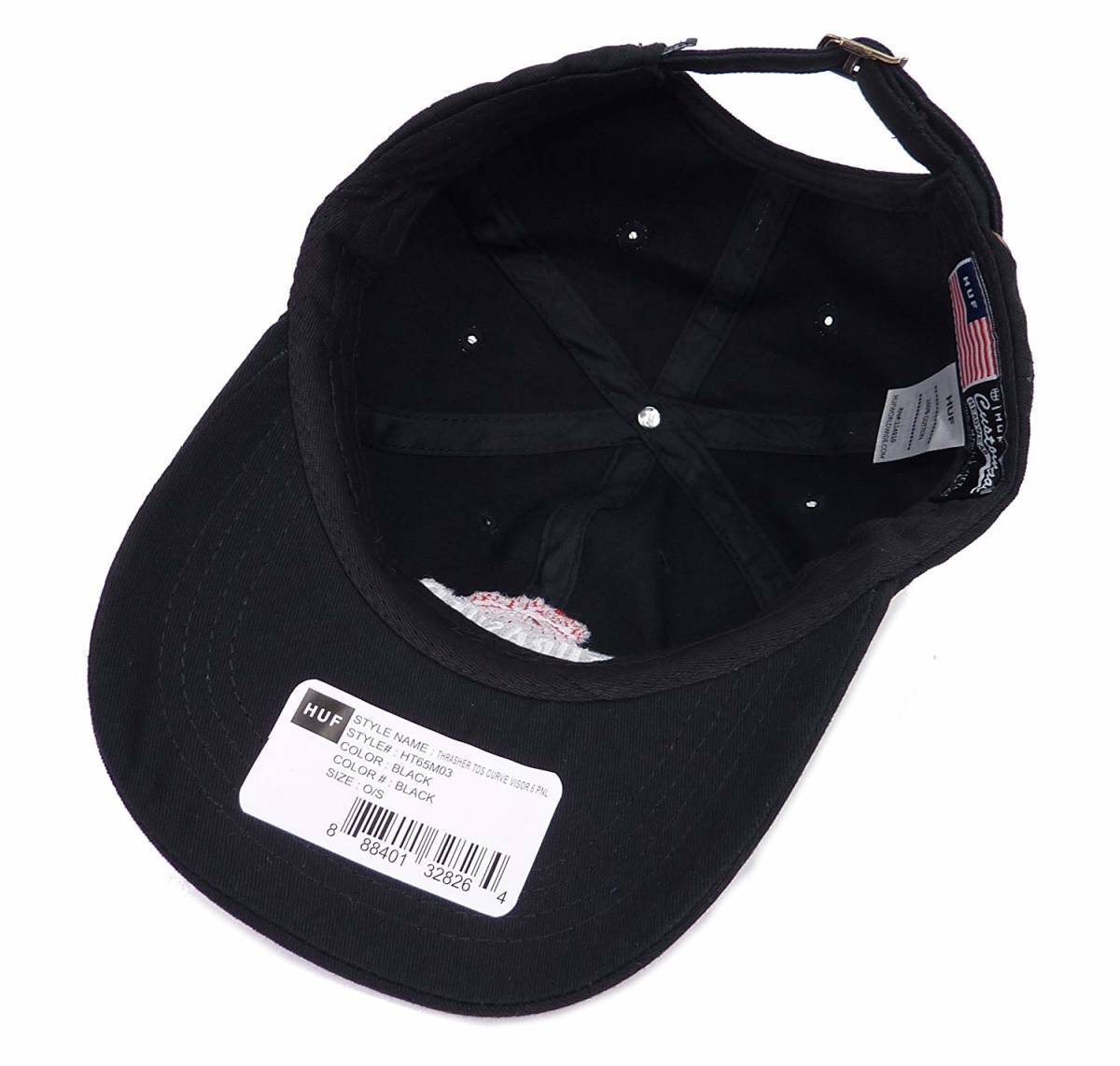 HUF×THRASHER ハフ スラッシャー TDS 6パネル キャップ Thrasher Tds Curve Visor 6Pnl FREE SIZE（ブラック） [並行輸入品]