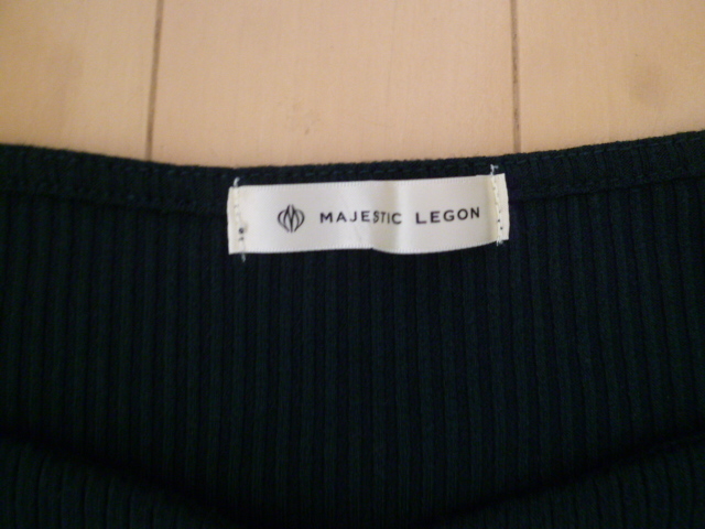 MAJESTIC LEGON/マジェステックレゴン 深緑リブシフォン袖異素材 