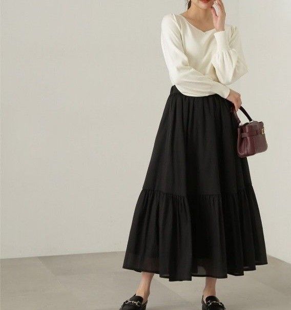 ♡2024ss♡新品タグ付き プロポーション スカート ブラック サイズs PROPORTION BODY DRESSING シアー切り替えギャザースカート
