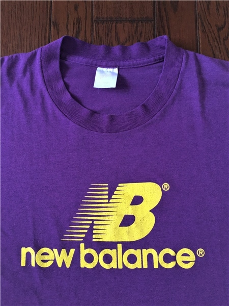 ビンテージ ニューバランス ＮＥＷ ＢＡＬＡＮＣＥ Ｔシャツ パープル イエロー シングルステッチ レア ８０ｓ ８０年代 両面プリント