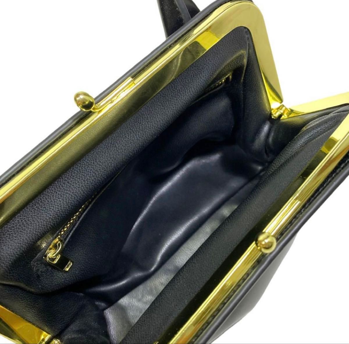 【JilSander】ジルサンダー がま口 メタル レザー ハンドバッグ JIL SANDER ジルサンダー ハンドバッグ がま口 ブラック レザー
