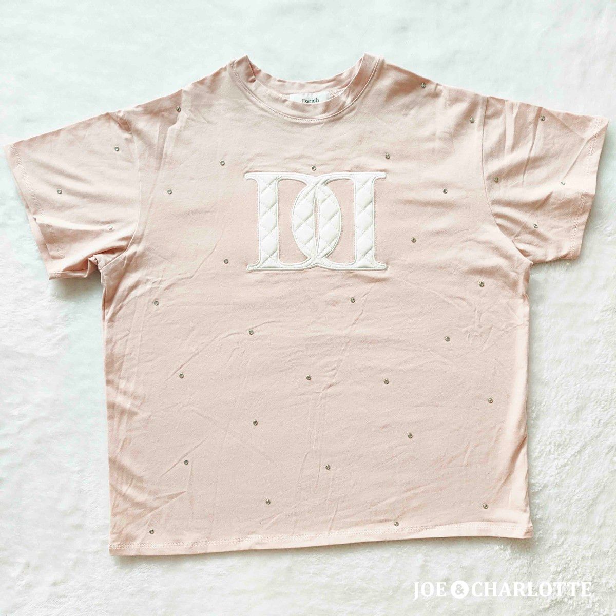 ダーリッチ キルティングアップリケビジューTシャツ ピンク ダーリッチ darich キルティングアップリケビジューTシャツ