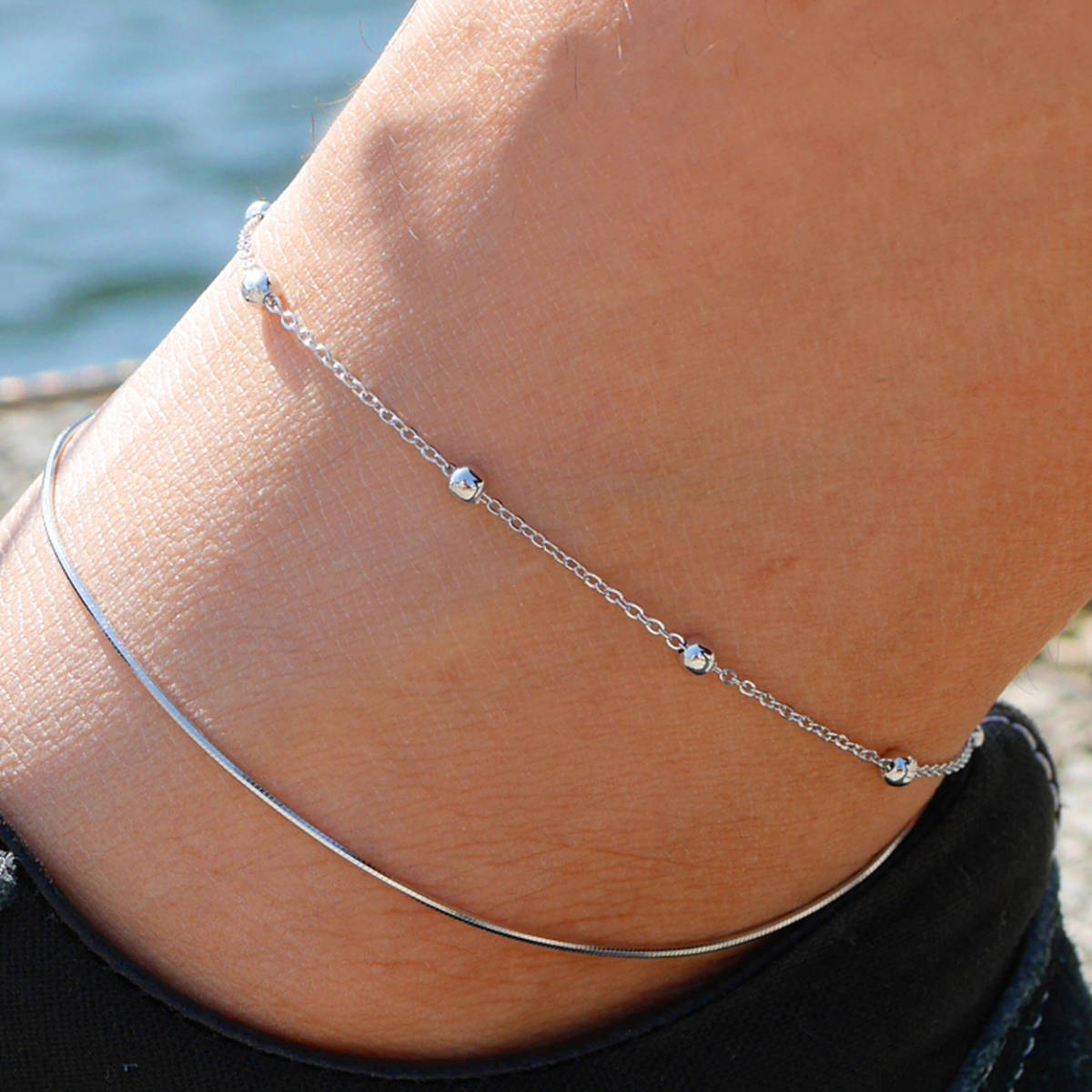 [ новый товар ]DAN-1 ножной браслет серебряный 925 Silver925 anklet ювелирные изделия ootd codeko-te пара накладывающийся установка SILVER GOLD серебряный аксессуары 12/23