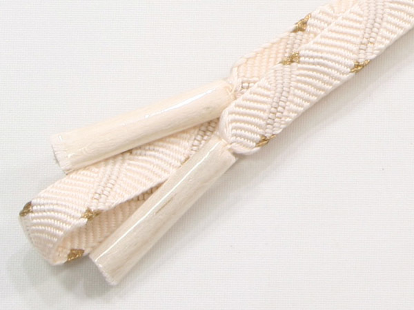 正絹平織帯締め(白、金)No.2194_画像3