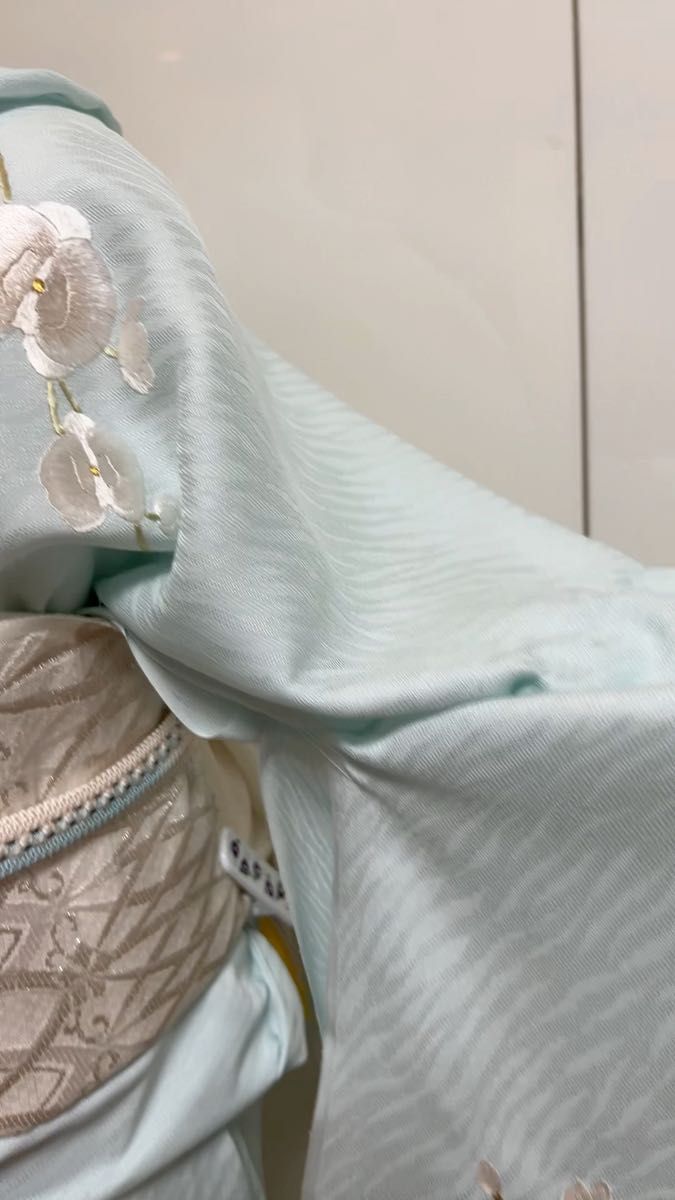 訪問着 刺繍 胡蝶蘭 絽 7月8月に 未仕立て ろ 夏物 盛夏 お単の時期にでも ※今からお仕立てします 正絹 水色