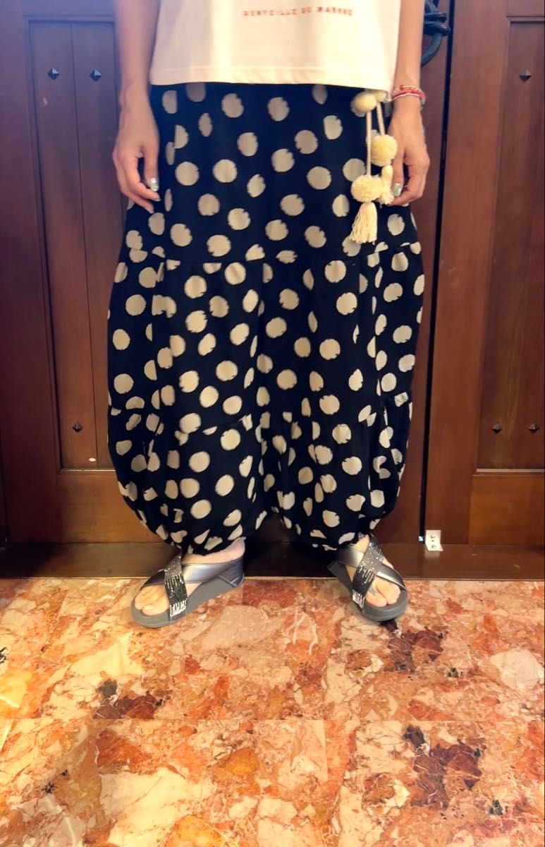 新作入荷【タイ買付け】サルエルパンツ ドット柄パンツ エスニックパンツ アジアン エスニックファッション アジアン ロングスカート