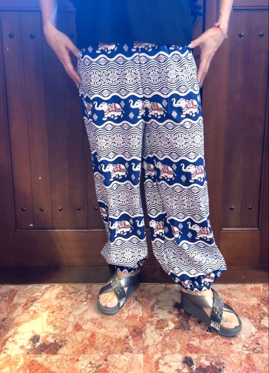新作入荷【タイ買付け】アラジンパンツ ゾウ柄 パンツ エスニックパンツ エスニックファッション アジアン パンツ ぞうさん