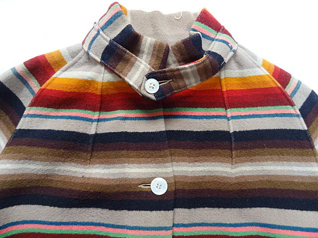 ビンテージ PENDLETON ペンドルトン 希少 30S 40S マルチカラー ウール ストライプ ボーダー ポケット ジャケット 襟 レア ブランケット 珍_画像4