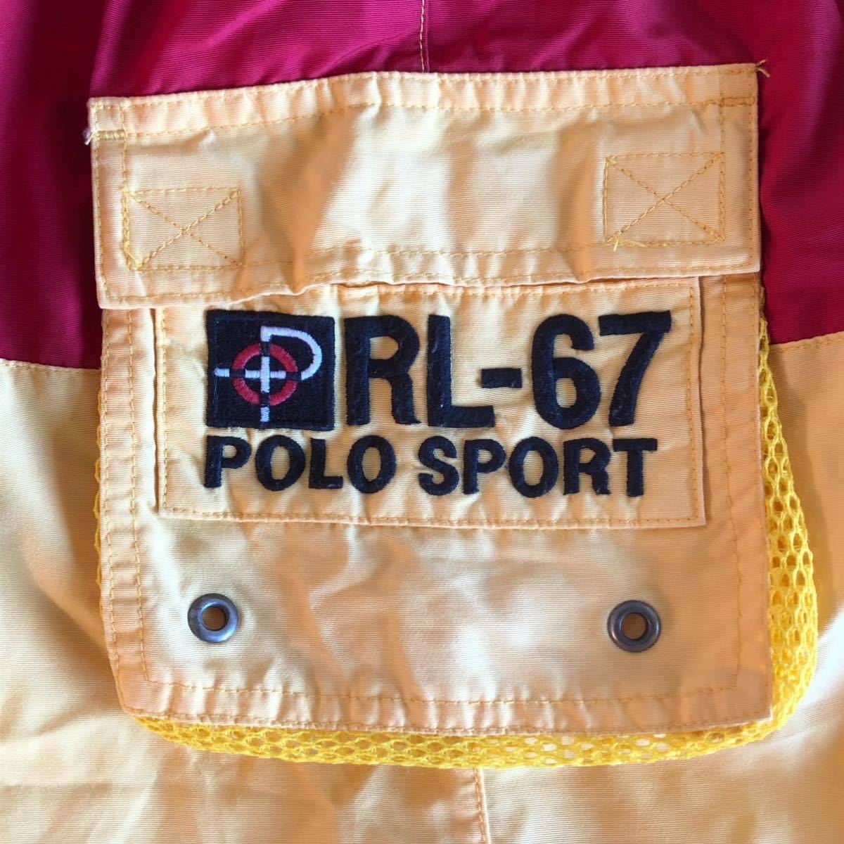 POLO SPORT RALPH LAUREN swim shorts плавки red yellow красный желтый rrl country sport 1992 1993 stadium wing snow beach