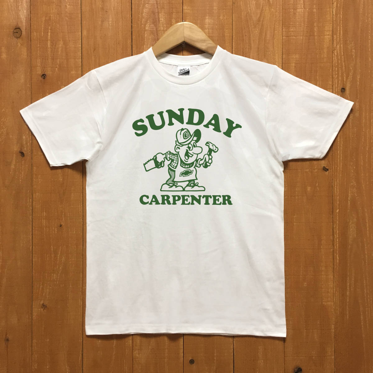 ■SUNDAY CARPENTER Tシャツ■Sサイズ（ホワイトxグリーン）_画像2
