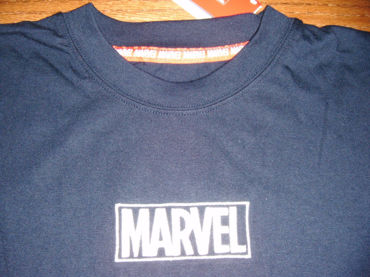 ■新品■MARVEL(ディズニー) マーベル ロゴ入り半袖Tシャツ(ユニセックスM、濃紺)_画像2
