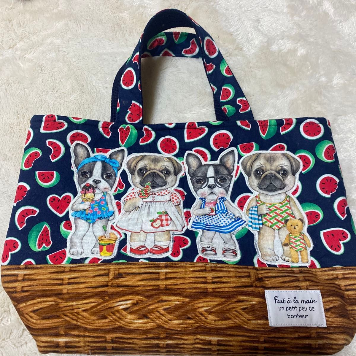 f*w様 コヤンイサムチョン♡インド刺繍×オッドアイにゃんのトートバッグ♡ミニポ 希少稀な ころりんトート コヤンイサムチョン☆新柄フラワー