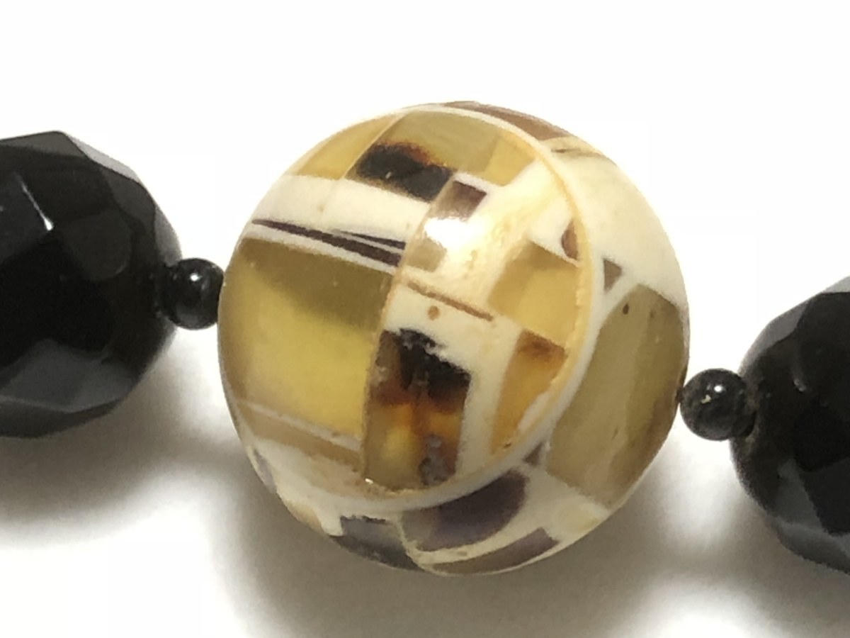 ロイヤルアンバー 本琥珀 オニキス K18 8.0g モザイク デザイン