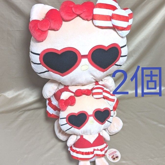 【完売品2個】サンリオ・アベイル 日焼けキティ◎ビッグ+ダイカットクッション 完売品【2個セット】サンリオ 日焼けキティ ビッグクッション+
