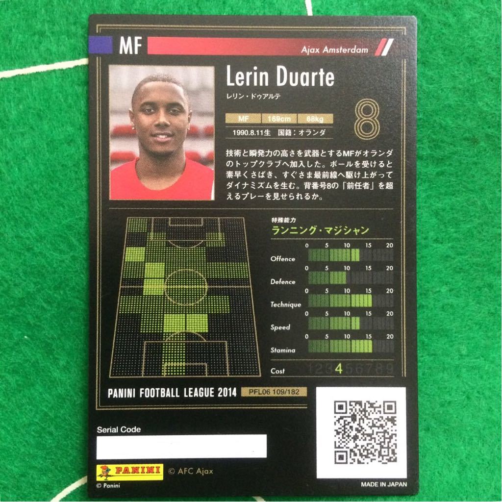 137)Panini Football League Ajax Amsterdam 8 Lerin Duarte レリン ドゥアルテ アヤックス エールディヴィジ オランダ パニーニ_画像2