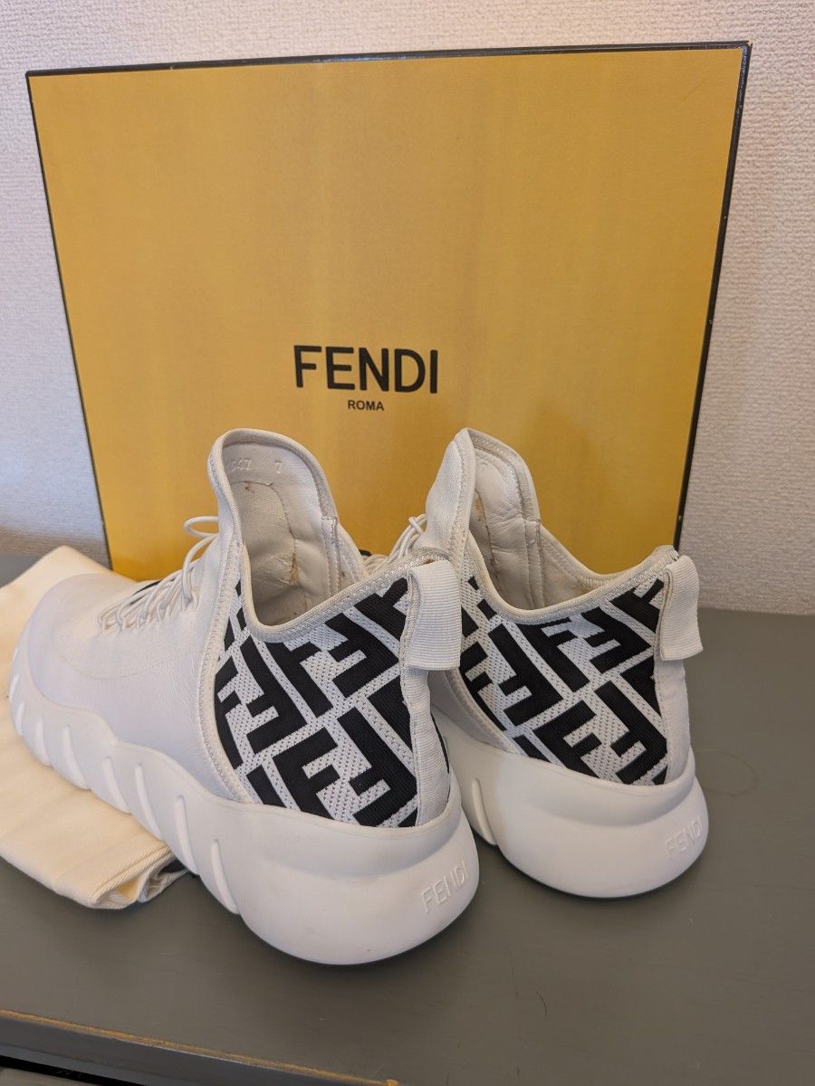 FENDI メンズ スニーカー 美品】 FENDI フェンディ ニット ファブリック ズッカ メンズ