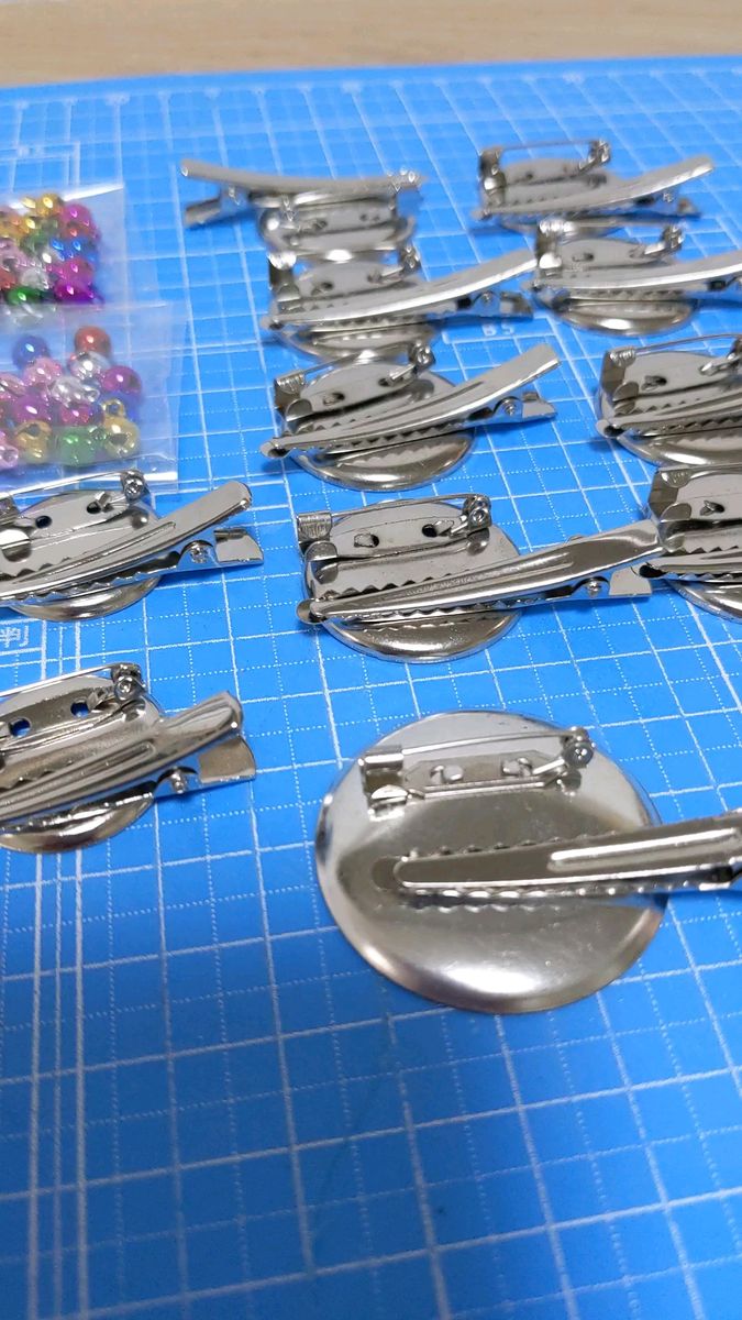 台座付き つまみ細工 ブローチ ヘアピン 金具 コサージュ ハンドメイド