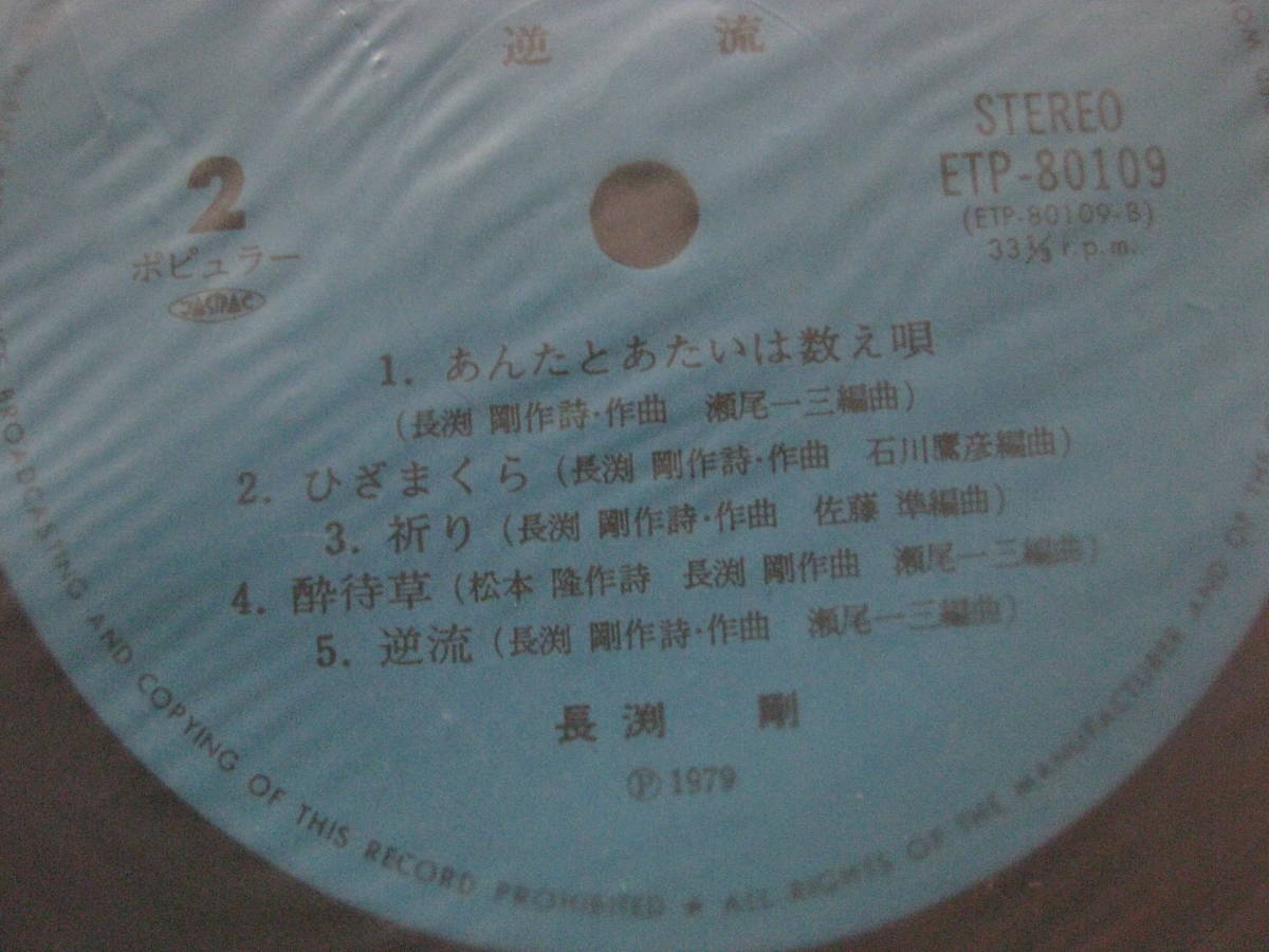 LP record Nagabuchi Tsuyoshi reverse .