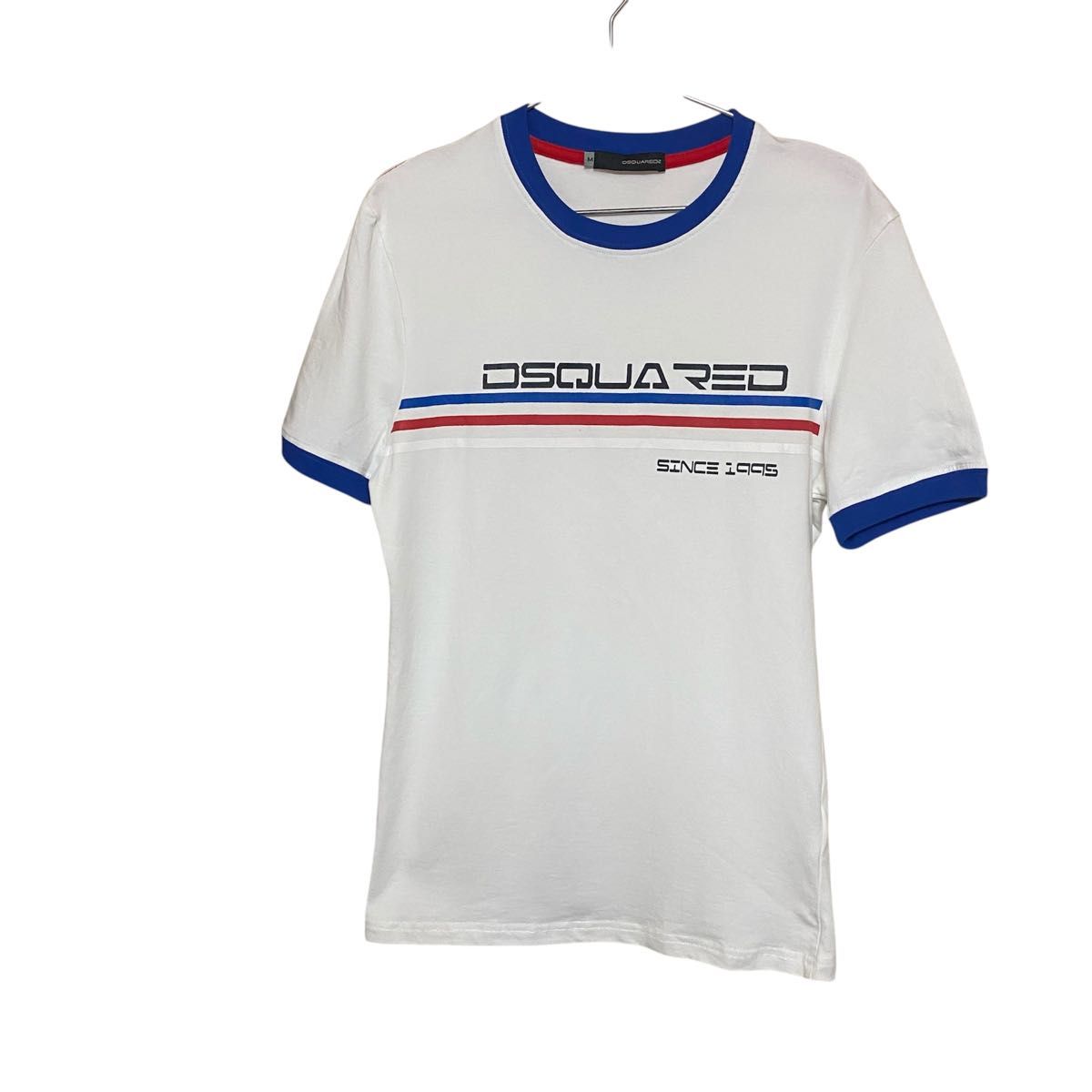 レアカラー☆関送込【DSQUARED2】REGULAR FIT T-SHIRT ブルー DSQUARED2ディースクエアードリンガーtシャツ半袖メンズホワイト