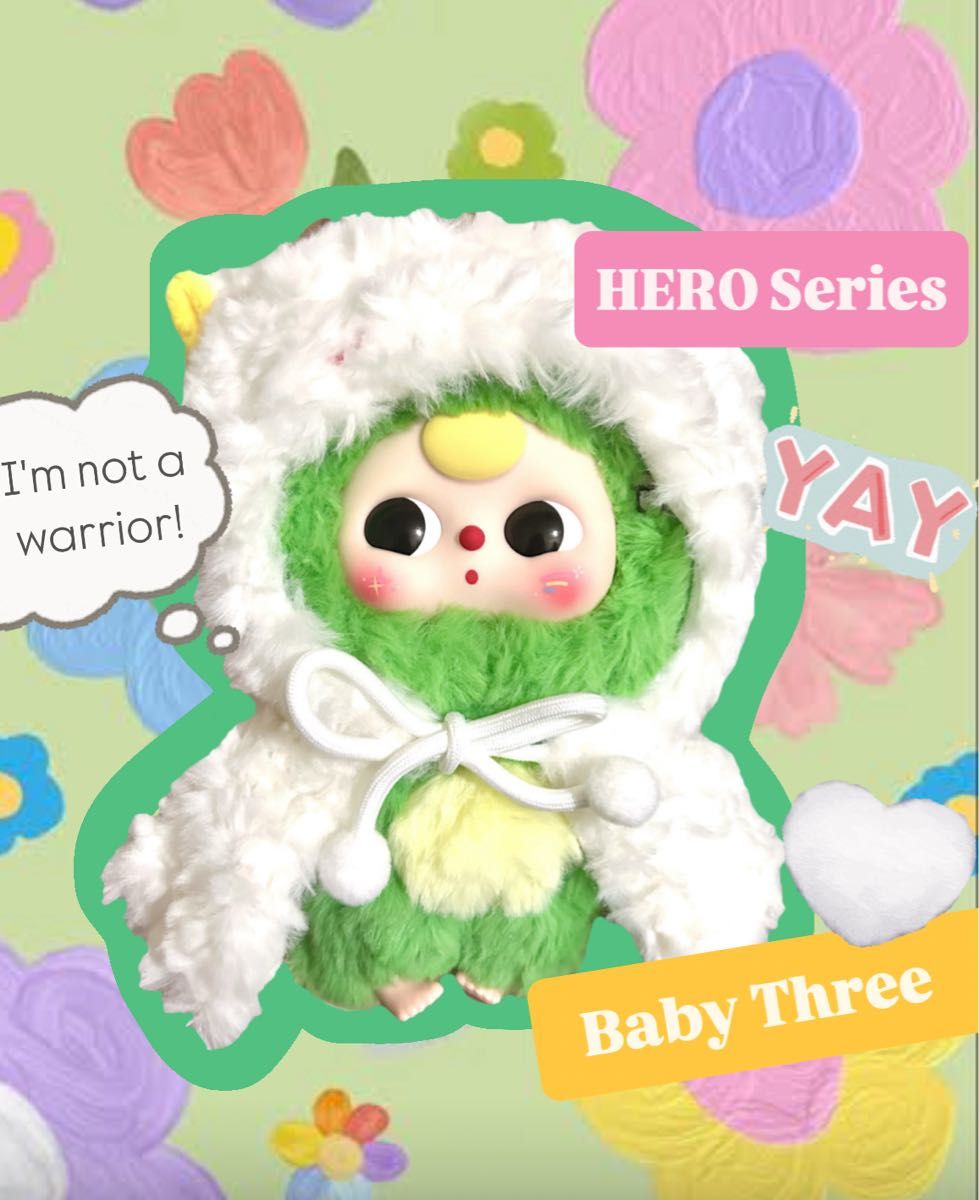 babythree ヒーロー ぬいぐるみキーホルダー Baby Three ベイビースリー ヒーロー 緑 蛙 羊 白 ぬいぐるみ