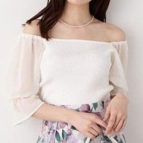 プロポーション ボディドレッシング　2Ｗay楊柳スリーブニット 白