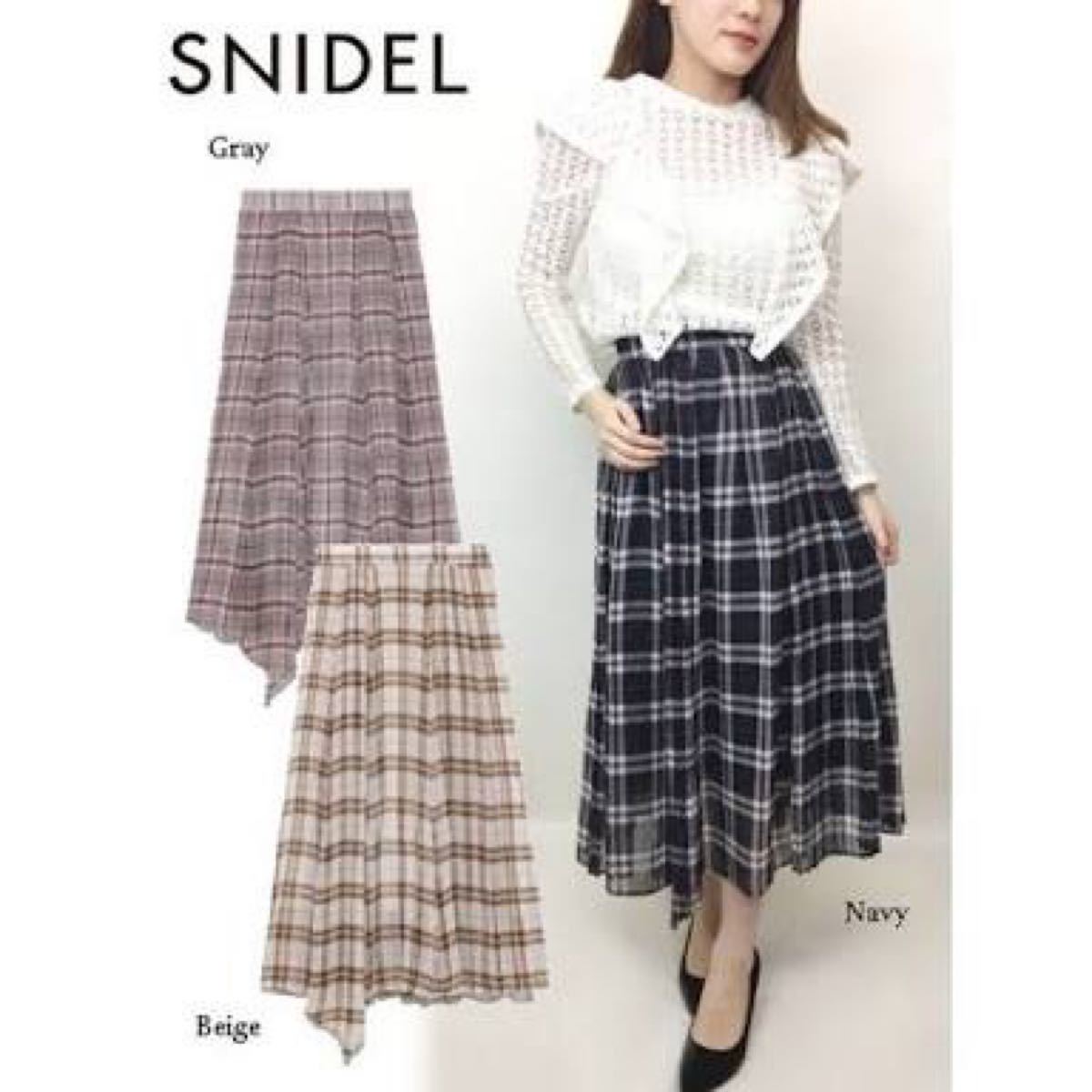 新品 snidel シフォンプリーツチェックスカート｜Yahoo!フリマ