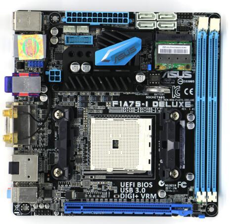 超安い F1A75-I ASUS 新品に近い Deluxe DDR3 ITX Mini 対応 A8/A6/A4(FM1) APU FM1 D3) A75(Hudson AMD マザーボード ASUSTeK