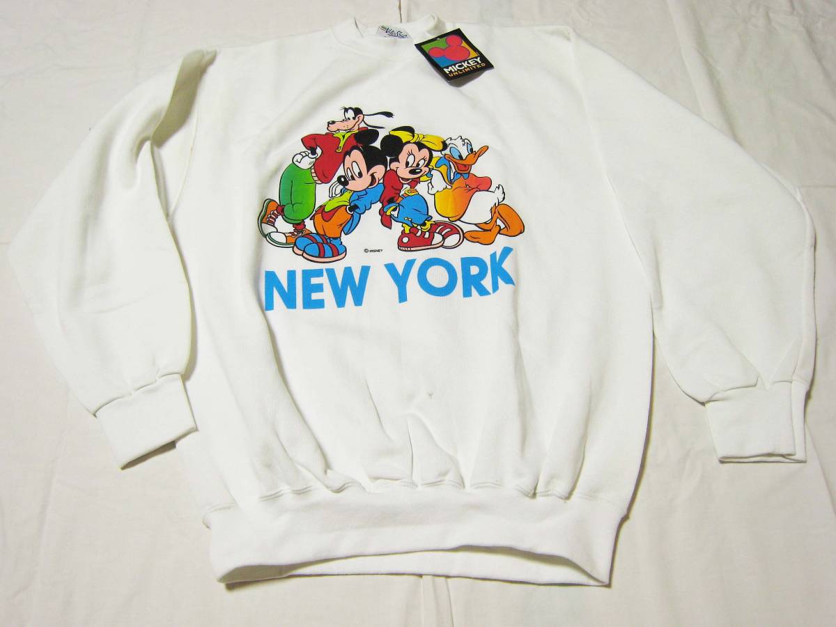 ミッキーマウス MICKY NEW YORK スウェットシャツ Made in USA デッドストック L 難ありの画像1