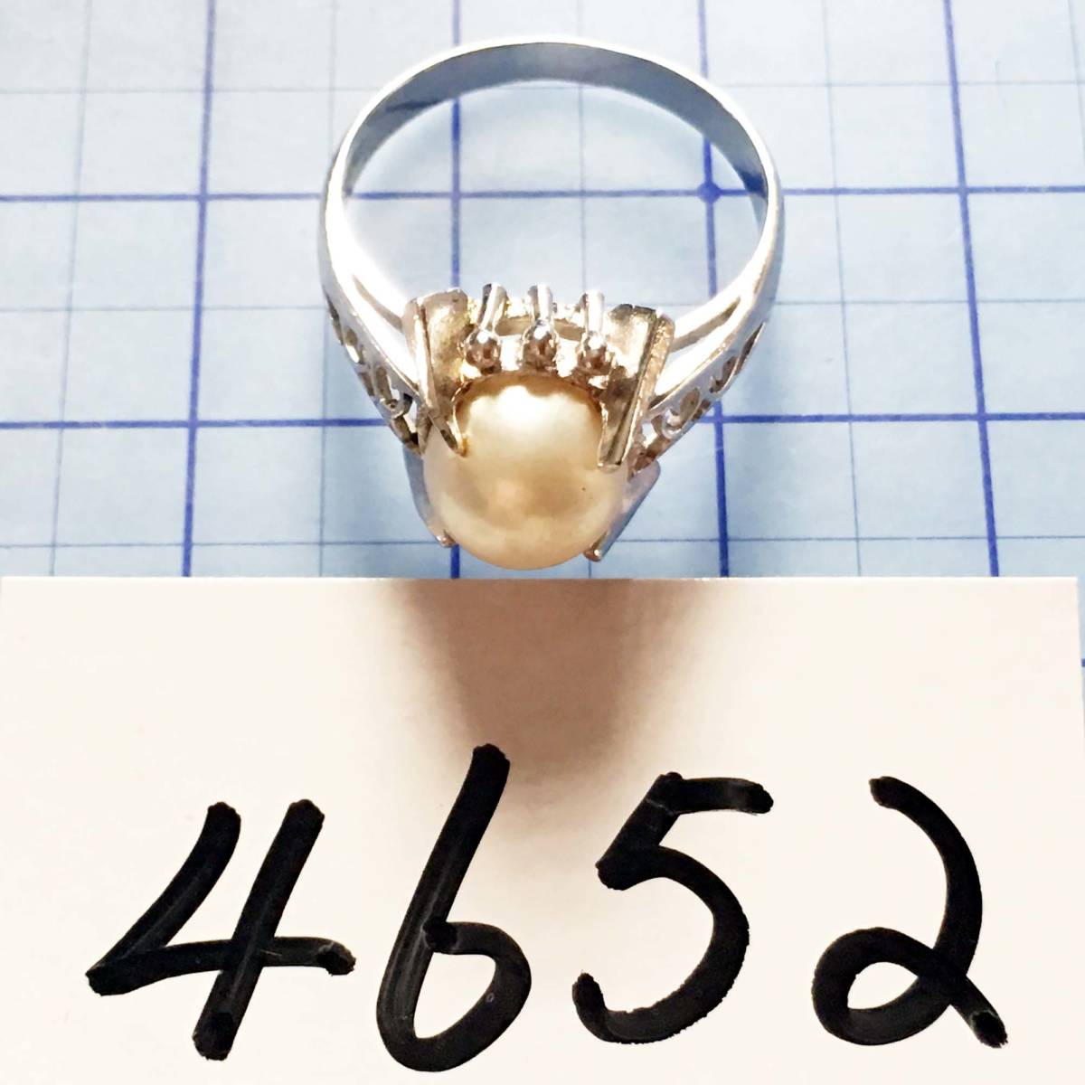 美品　天然本真珠　シルバー銀製リング指輪　サイズ約#9.5　No.4652_画像1