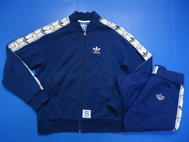 7748■希少 adidas originals NIGO アディダス ニゴ スウェット スエット ジャージ 上下セット セットアップ 紺 ネイビー サイズ S 25_画像1