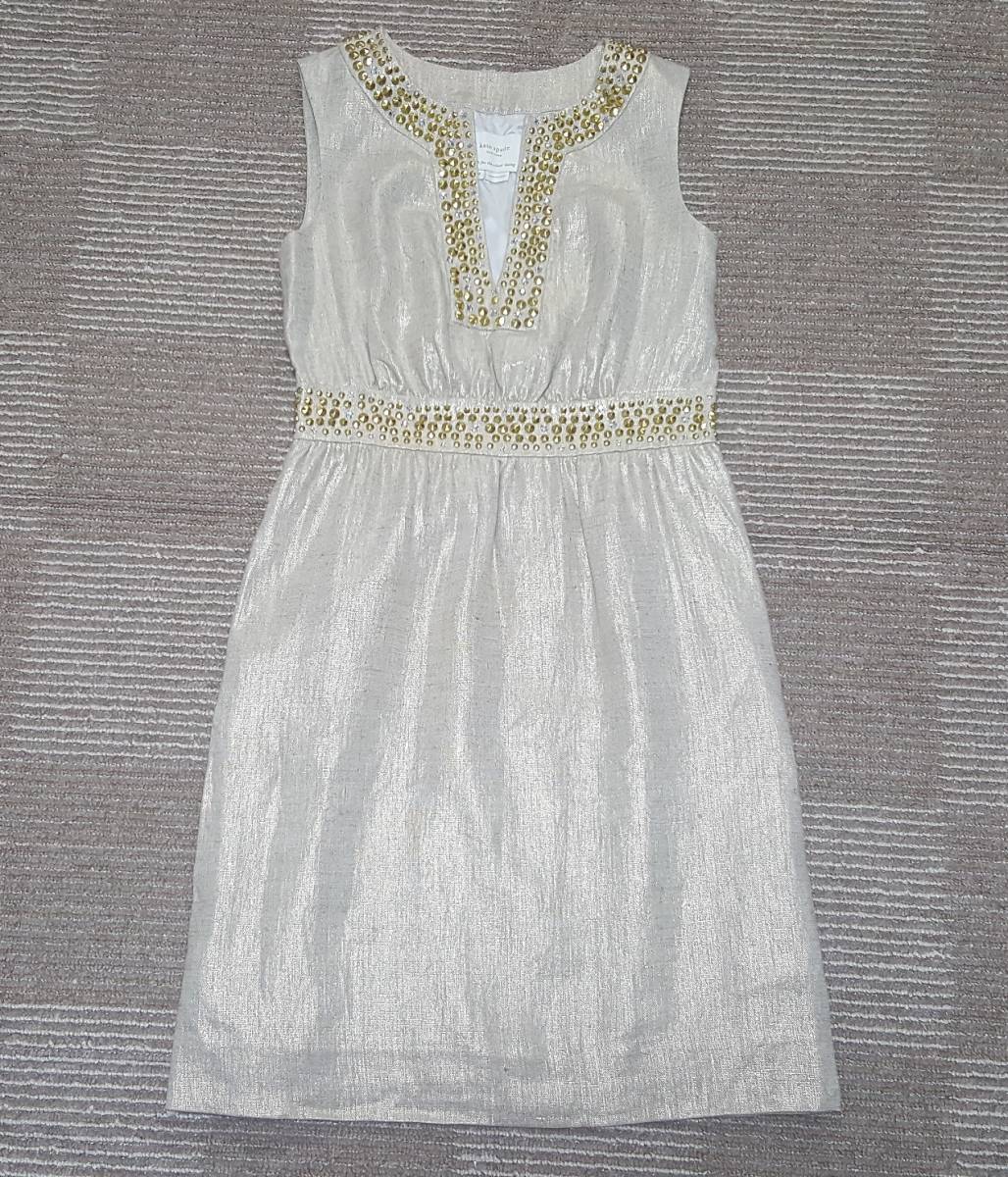 新品送料無料US4号/JP9号～11号ケイトスペード ニューヨークKate Spade New York Gold Linen Cocktail Dress