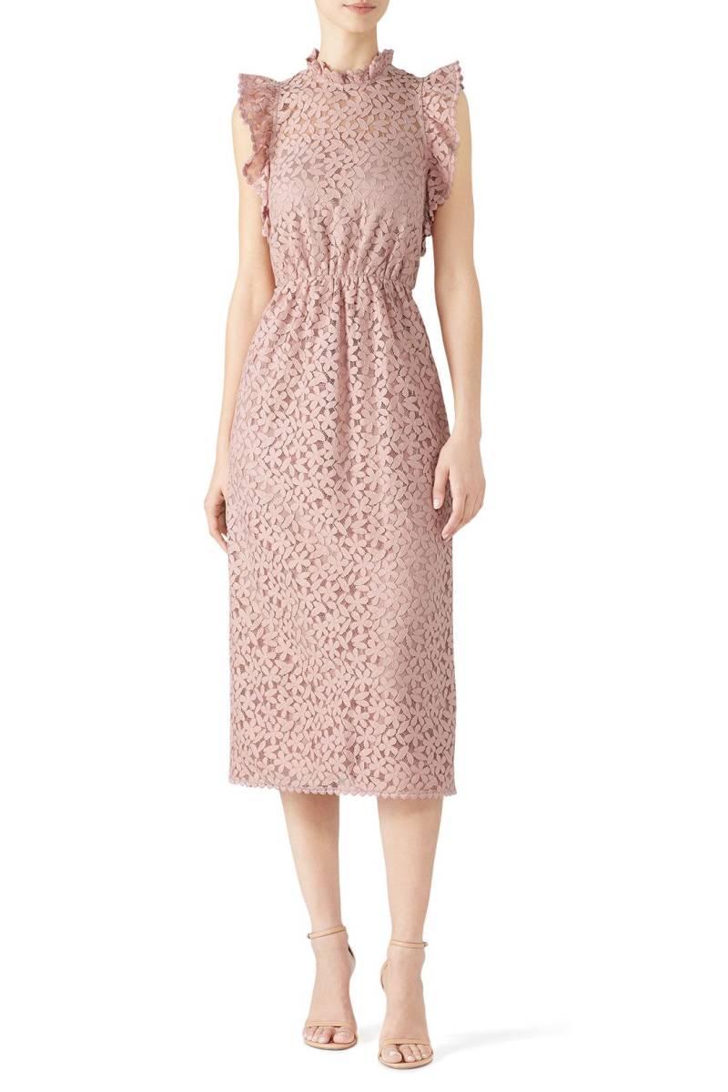 新品送料無料US2号/JP9号ケイトスペード ニューヨークKate Spade New York flora lace ruffle dress レースワンピースピンク