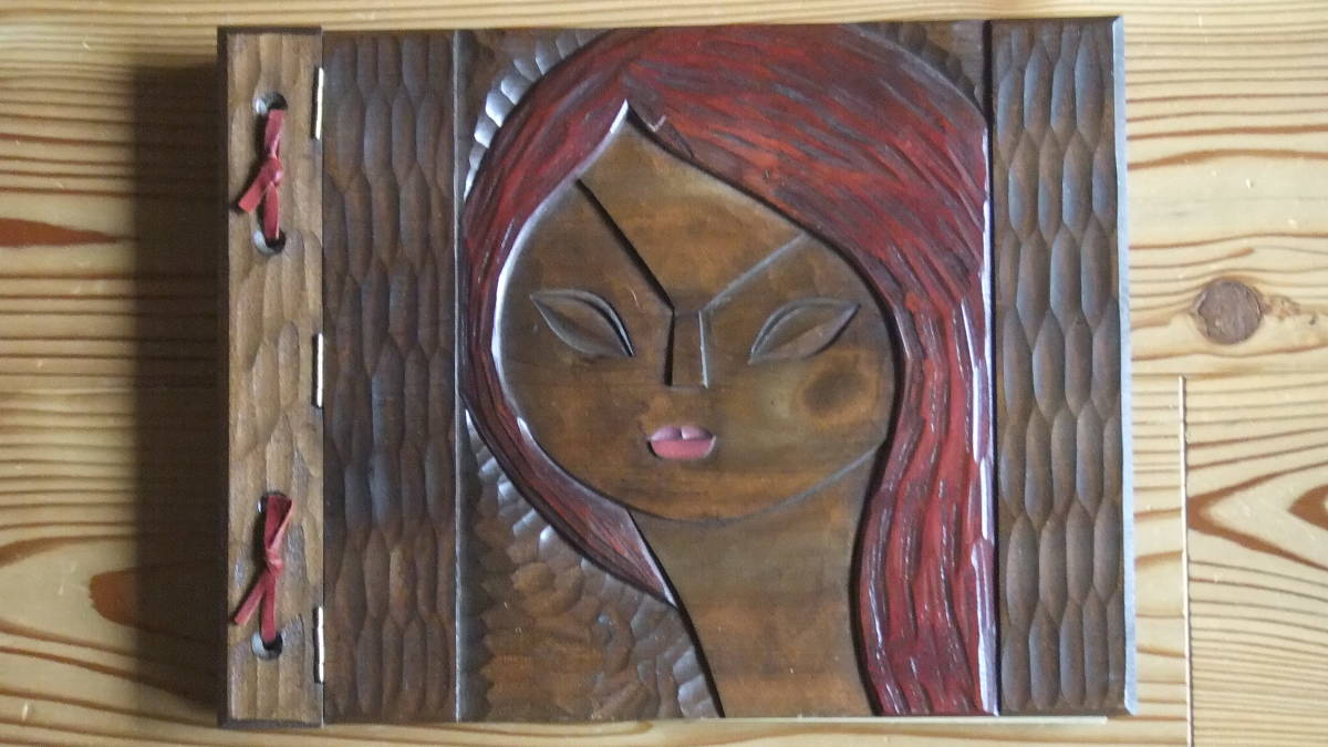  из дерева фото альбом дерево гравюра женщина. лицо retro изделие прикладного искусства b4