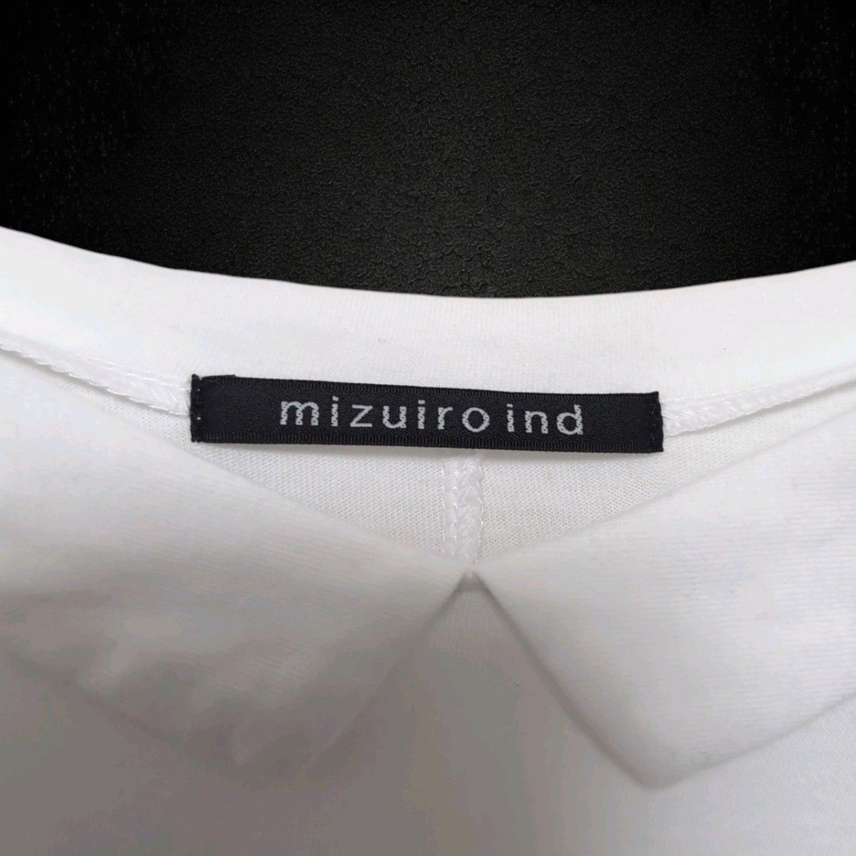 23年モデル mizuiroind ミズイロインド　襟付きドルマンスリーブカットソー　プルオーバー　白　半袖　コットンカットソー