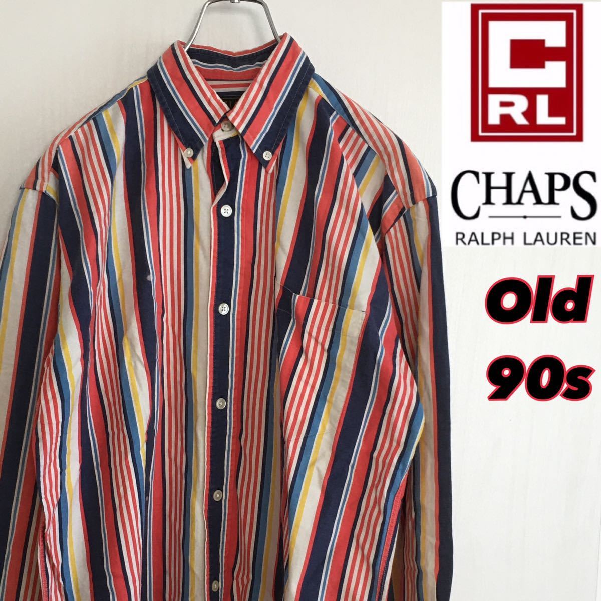 90s★CHAPS RALPH LAUREN チャップス ラルフローレン 長袖 ボタンダウン ストライプ シャツ ヴィンテージ