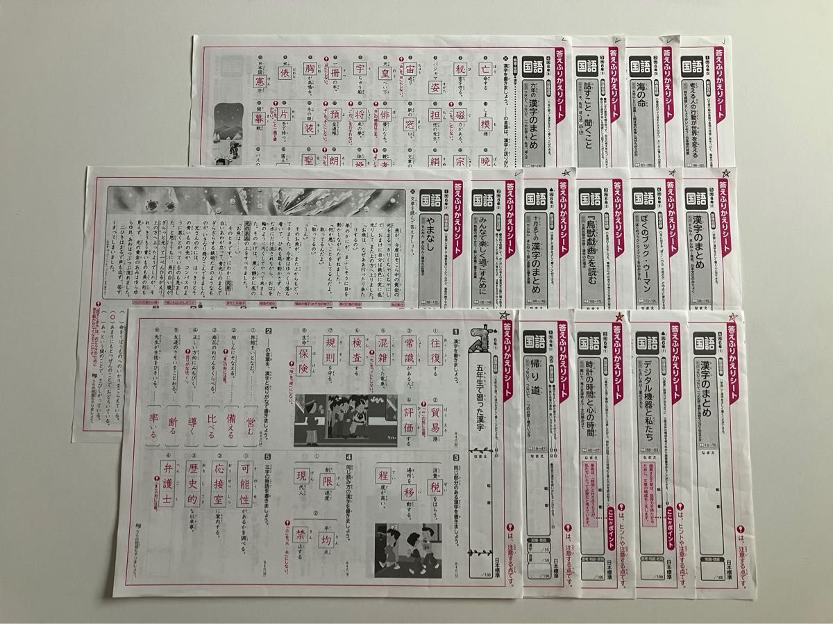 ⭐️最新版⭐️ 2024年度 小6 国語 カラーテスト 1年分 2024年度】小6 国語 カラーテスト 答えふりかえりシート|Yahoo
