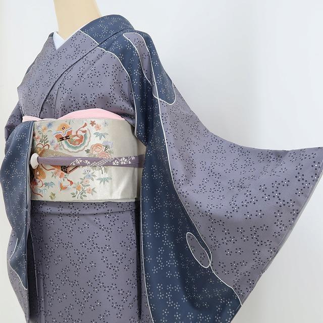 ナチュラルネイビー 新品未使用 お仕立て上り 仕付糸付き 正絹 紬 訪問
